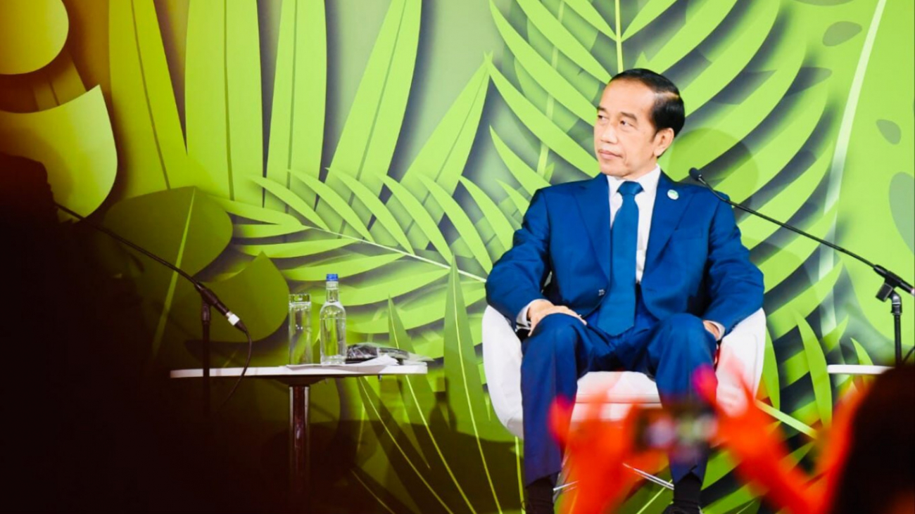 President Joko "Jokowi" Widodo gave speech at World Leaders Summit on Forest and Land Use, held in Glasgow, Scotland on Tuesday, November 2 2021.(President Secretariat/BPMI Setpres/Lukas)